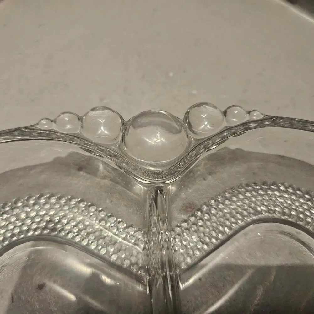 Clear Heart Shaped Divided Glass Dish Duncan and Miller #309 Trinket Dish